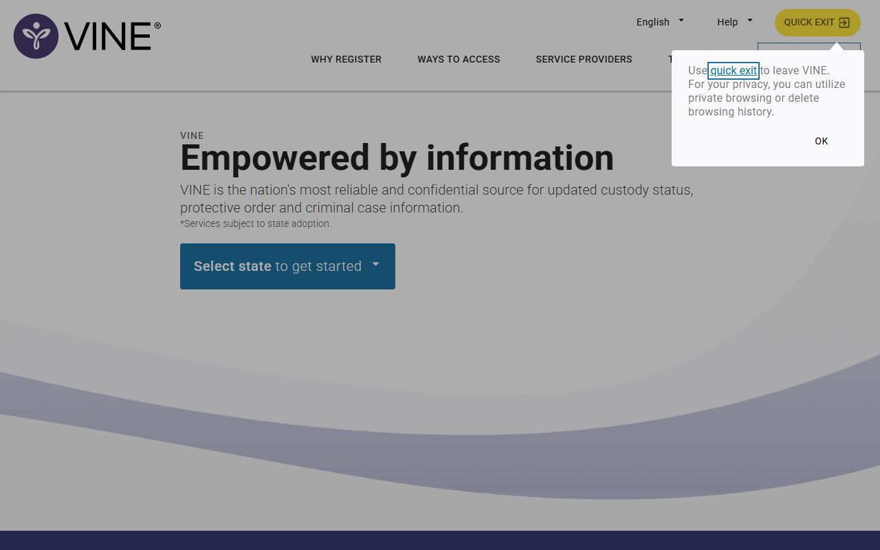 VINELink NC SAVAN custody notification portal
